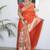 orange art silk woven saree with blouse