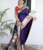 violet art silk woven saree with blouse
