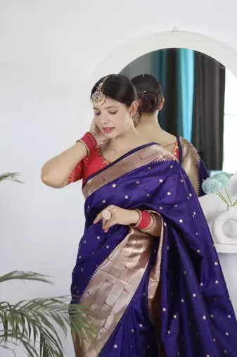 violet art silk woven saree with blouse