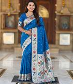 sky blue art silk woven saree with blouse