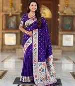 violet art silk woven saree with blouse