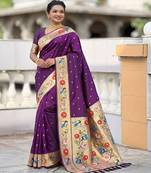 wine art silk woven saree with blouse