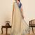 blue linen printed saree with blouse