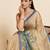 blue linen printed saree with blouse