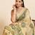 parrot green linen printed saree with blouse