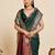 dark green art silk woven saree with blouse