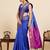 blue art silk woven saree with blouse