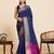 navy blue art silk woven saree with blouse