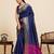 navy blue art silk woven saree with blouse