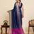 navy blue art silk woven saree with blouse