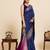 navy blue art silk woven saree with blouse