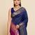 navy blue art silk woven saree with blouse