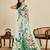 parrot green chiffon printed saree with blouse