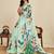 parrot green chiffon printed saree with blouse