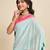 turquoise chiffon printed saree with blouse