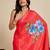 red chiffon printed saree with blouse