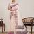 cream linen printed saree with blouse