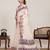 cream linen printed saree with blouse