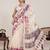 cream linen printed saree with blouse