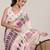 cream linen printed saree with blouse