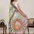 green linen printed saree with blouse