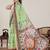 green linen printed saree with blouse