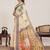 mustard linen printed saree with blouse