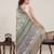 parrot green linen printed saree with blouse