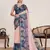 peach linen printed saree with blouse