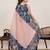 peach linen printed saree with blouse