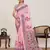 pink linen printed saree with blouse