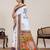 white linen printed saree with blouse
