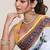 white linen printed saree with blouse