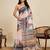 beige linen printed saree with blouse