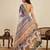 beige linen printed saree with blouse