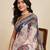 beige linen printed saree with blouse