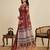 brown linen printed saree with blouse