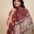 brown linen printed saree with blouse