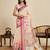 cream linen printed saree with blouse