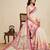 cream linen printed saree with blouse