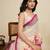 cream linen printed saree with blouse