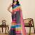 multicolor linen printed saree with blouse
