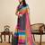 multicolor linen printed saree with blouse