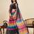 multicolor linen printed saree with blouse