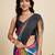 multicolor linen printed saree with blouse