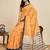 mustard linen printed saree with blouse
