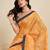 mustard linen printed saree with blouse