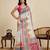 off white linen printed saree with blouse