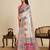 off white linen printed saree with blouse
