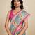 off white linen printed saree with blouse